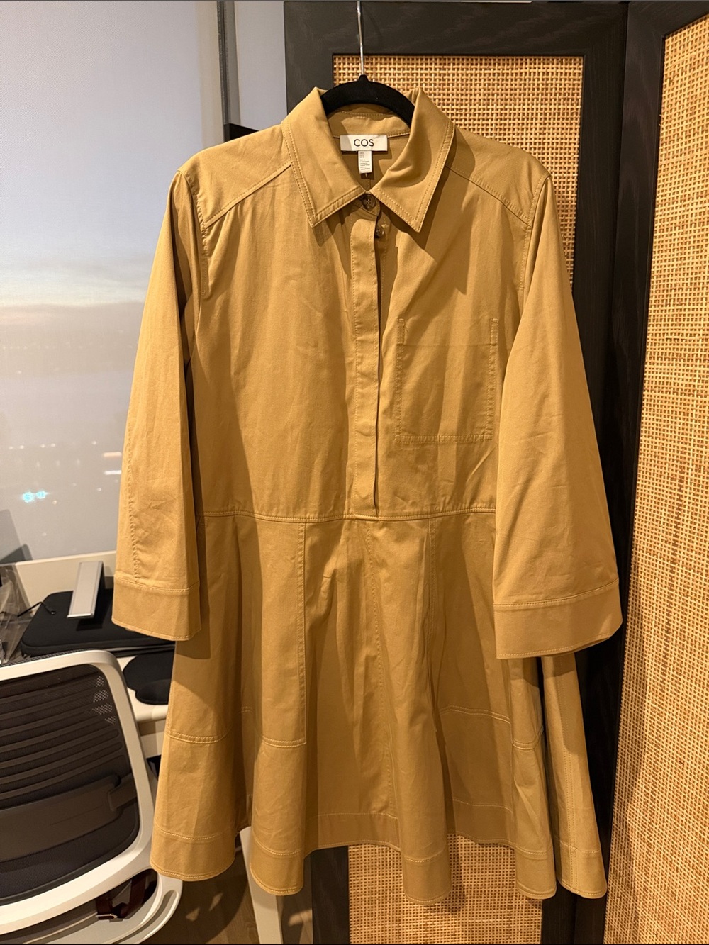 COS Mustard-Tan A-Line Cotton Shirtdress